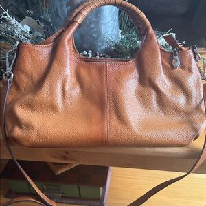 Iswee  Brown Leather Shoulder Bag